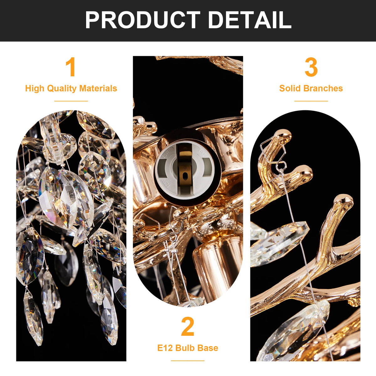 ARLGSITE Tree Shaped Crystal Chandelier For Dining Rooms
