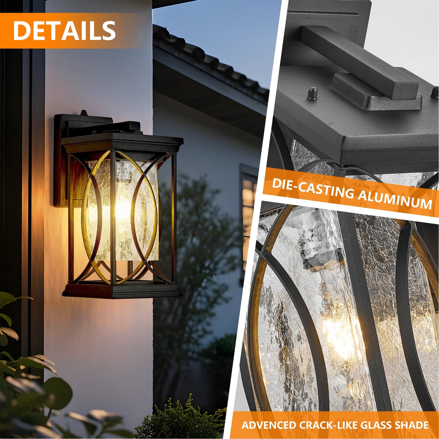 ARLGSITE Outdoor LED Wall Light Dusk to Dawn Exterior Sconce