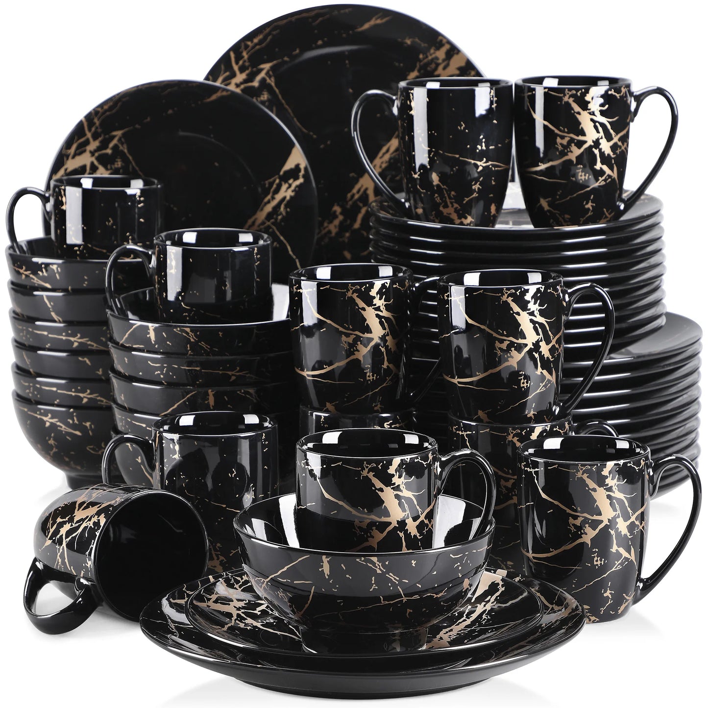 MALACASA Gold Splash Porcelain Dinnerware Set For Everyday Use