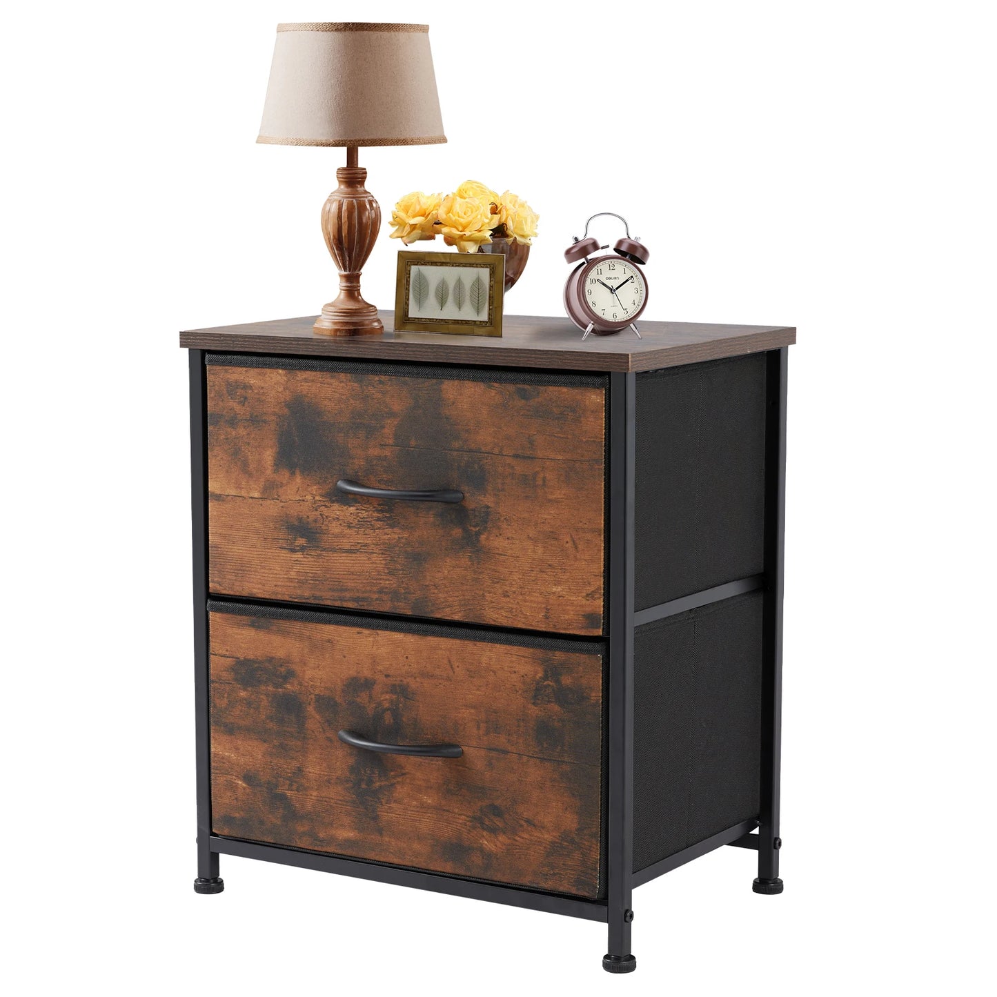 JHK Nightstand With Storage Drawers Chest Cabinet For Bedroom