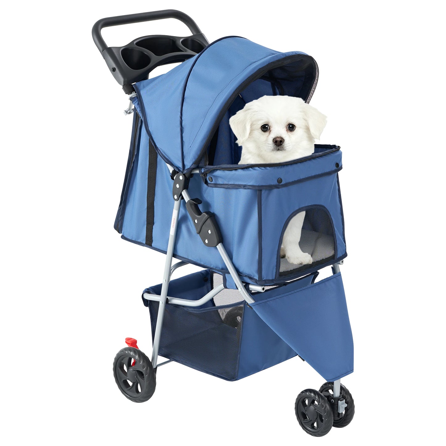 Three Wheel Foldable Pet Stroller With Mesh Windows
