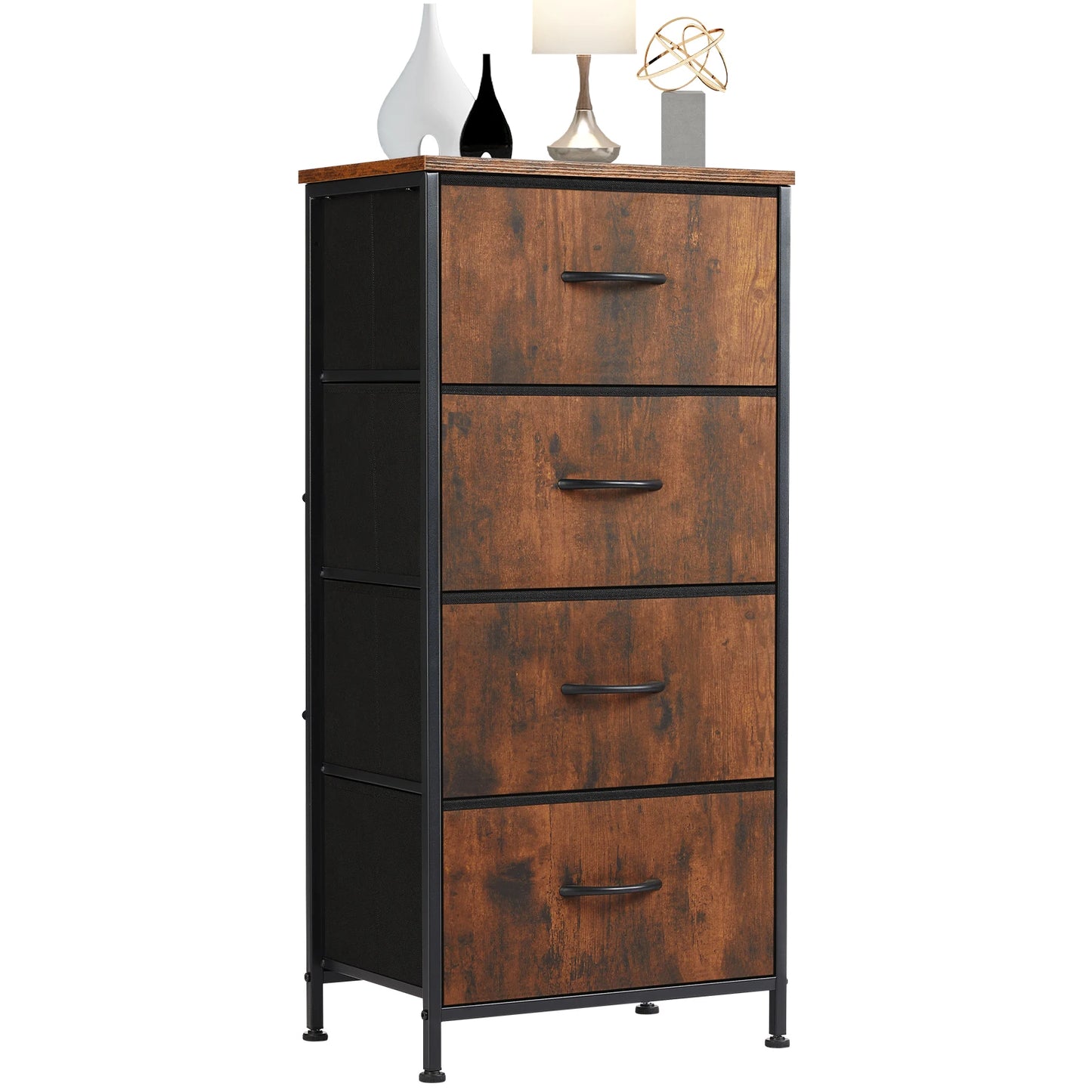 Jhk 4 Drawer Fabric Nightstand With Steel Frame Storage