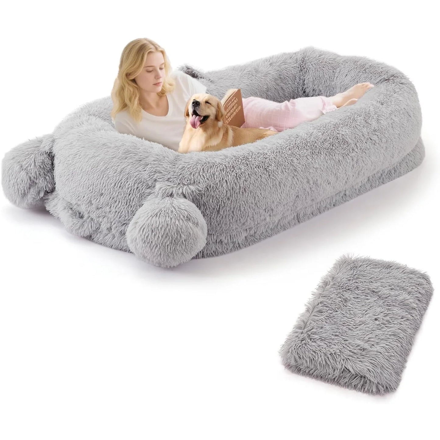 HiMISS Human Dog Bed With Pockets And Removable Cover