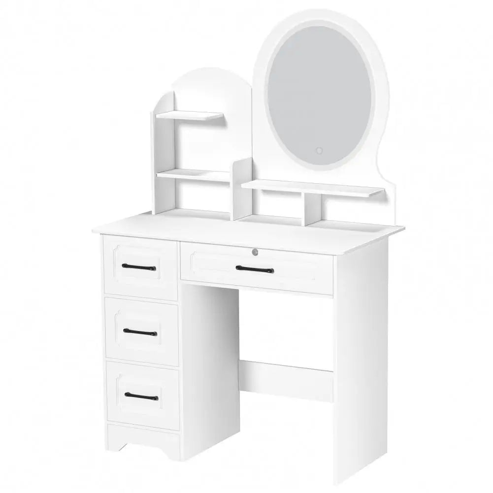 Modern Makeup Vanity Table With Mirror And Lights Organizer