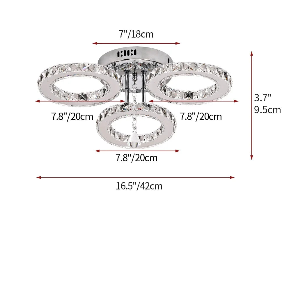 Crystal LED Ceiling Lamp With Remote Control Pendant Chandelier