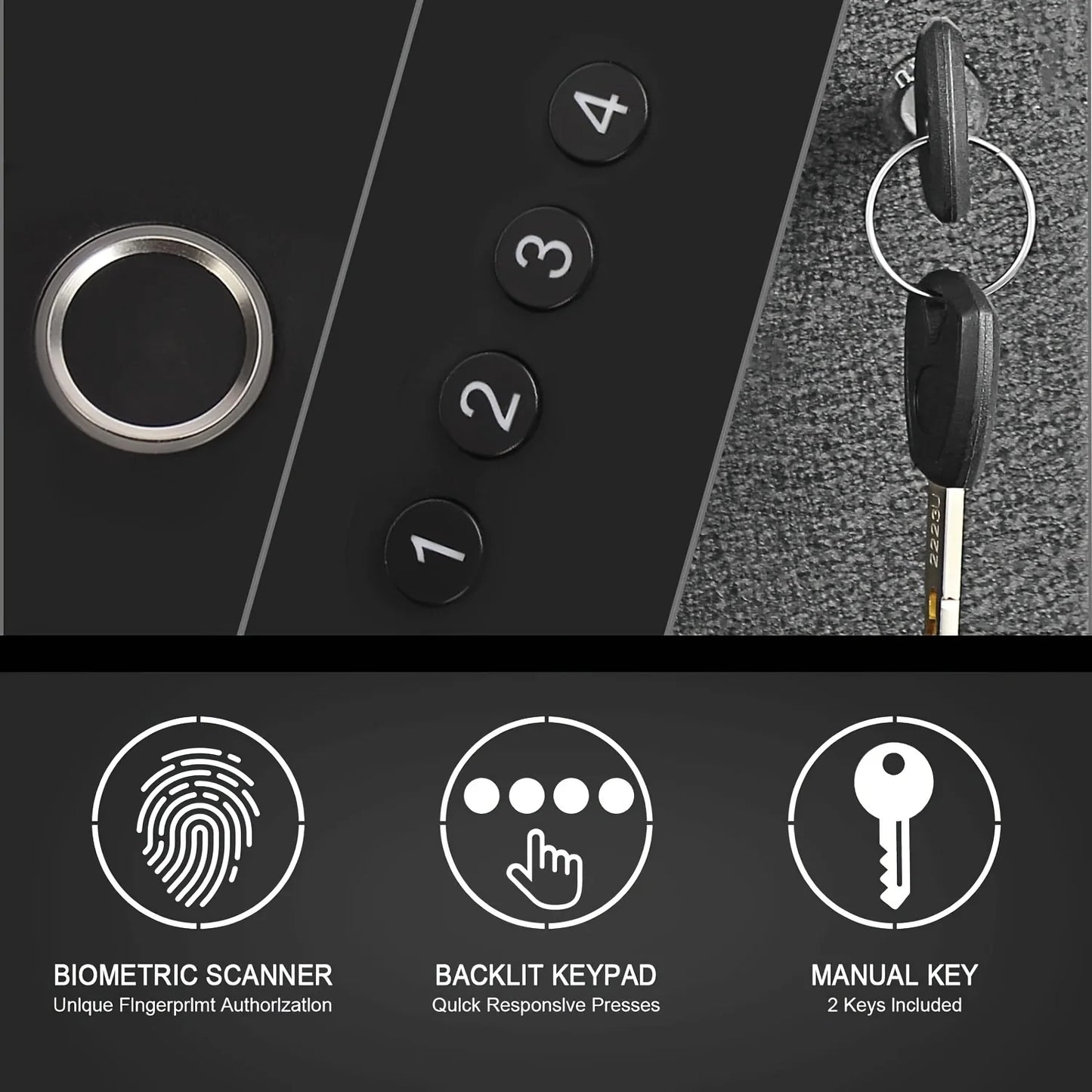 Biometric Gun Safe With Auto Sliding Door And Fingerprint Access