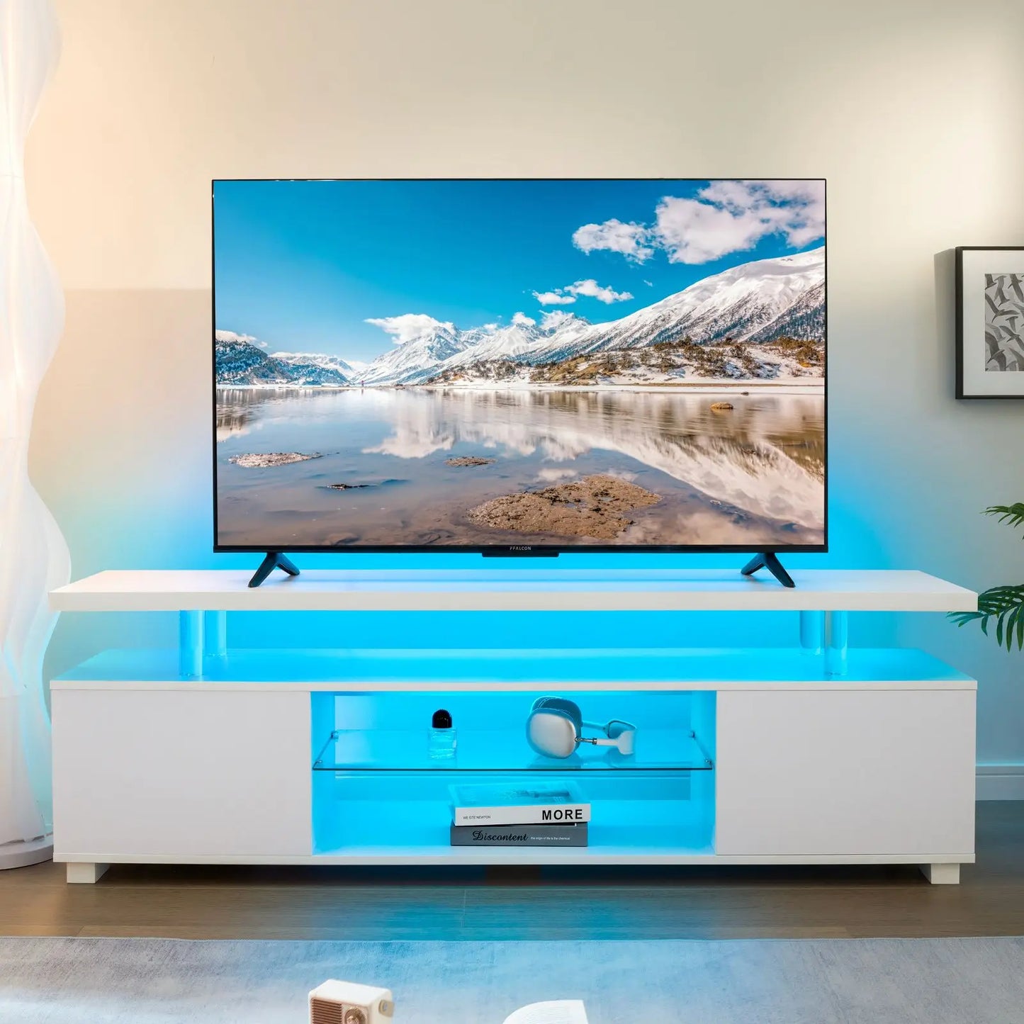 Cubehom Modern LED TV Stand With Storage Entertainment Console