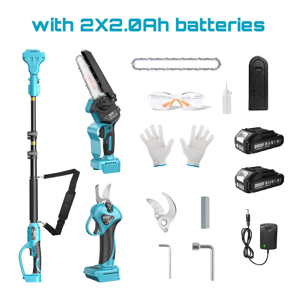 Seesii 3-In-1 Brushless Telescoping Pole Pruning Tool Chainsaw