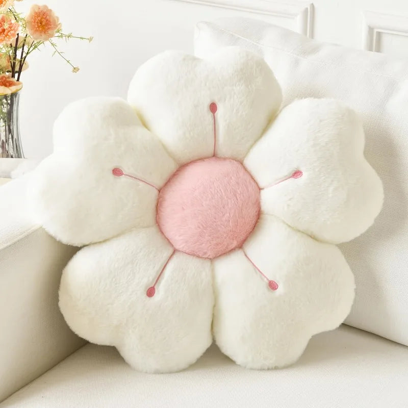 Flower Shaped Plush Throw Pillow For Sofa Chair Floor Cushion