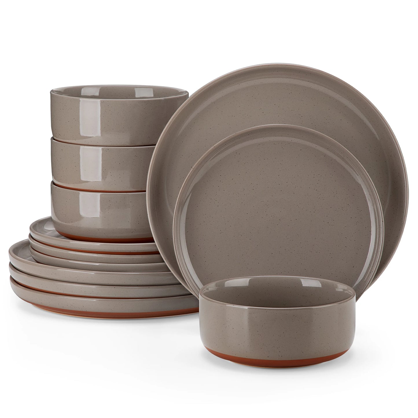 Malacasa Tara Stoneware Dinnerware Set With Curved Edge Design
