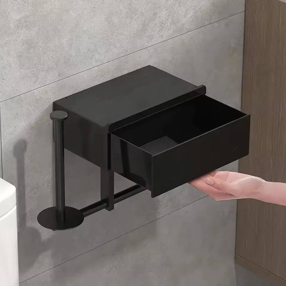 Sleek Wall Mounted Toilet Paper Holder With Shelf Organizes Essentials