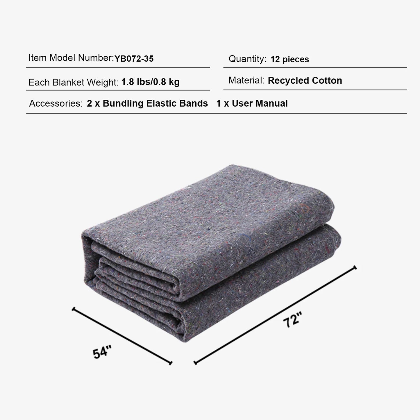 SucceBuy Heavy Duty Moving Blankets Recycled Cotton Furniture Packing Protection
