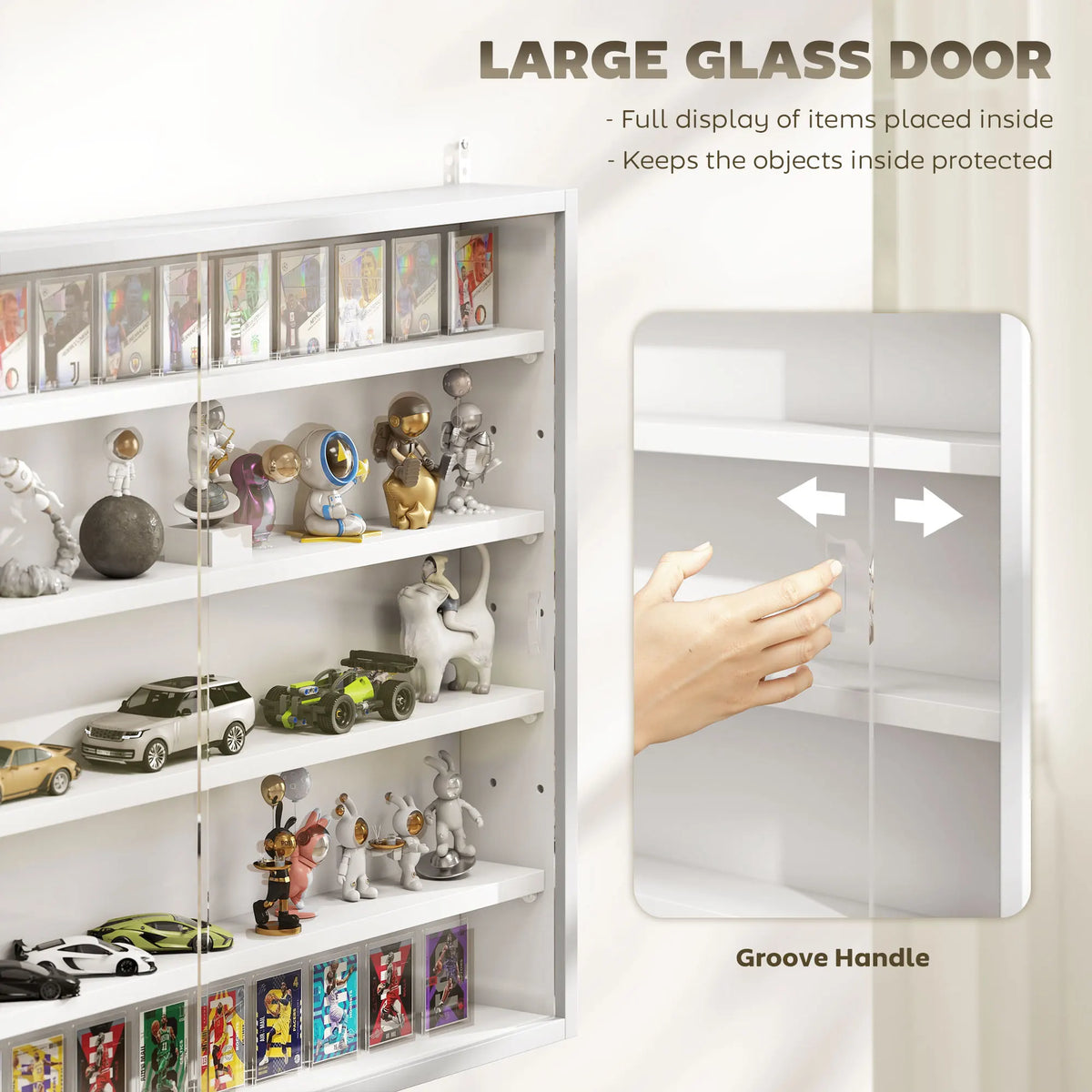 HOMCOM Wall Mounted Glass Display Cabinet With Adjustable Shelves