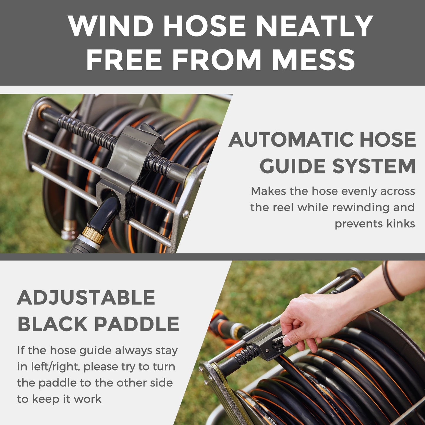 Giraffe Tools Heavy Duty Garden Hose Reel Cart With Wheels