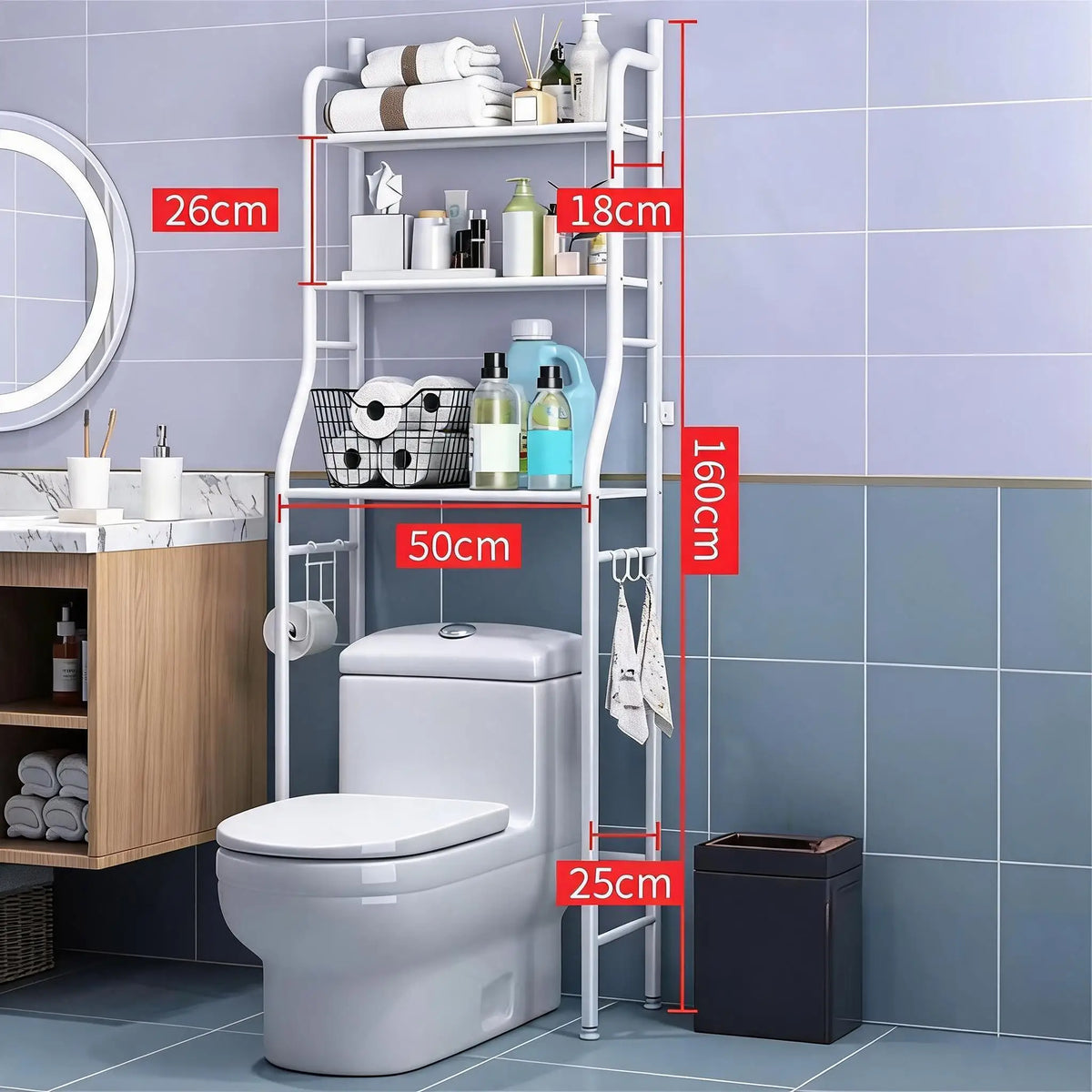 HiMISS Freestanding Over Toilet Storage Shelf Bathroom Organizer Rack