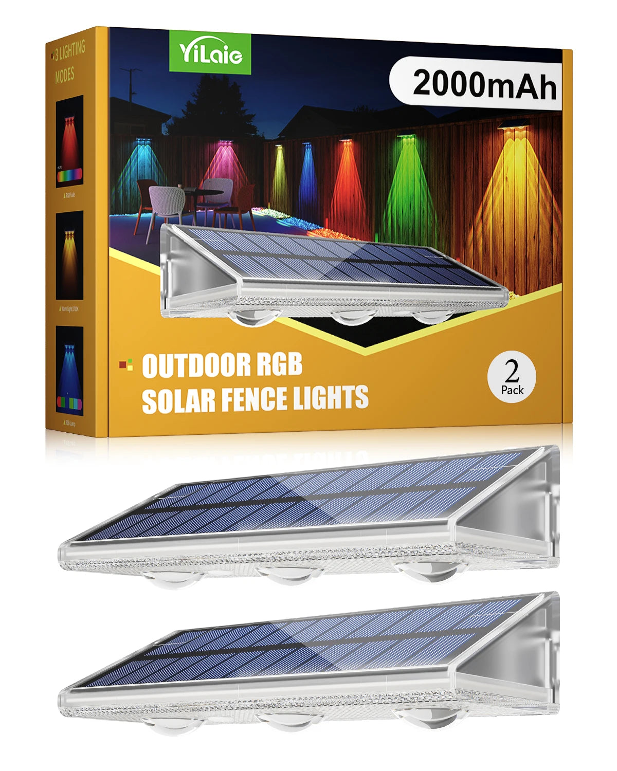 Solar LED Fence Light IP66 Waterproof Auto On Off RGB
