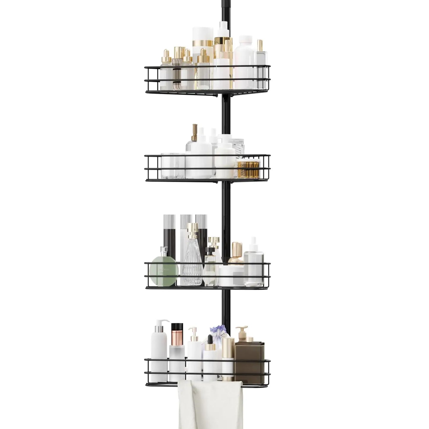 HiMISS Adjustable Bathroom Organizer Shelves With Built In Towel Bars