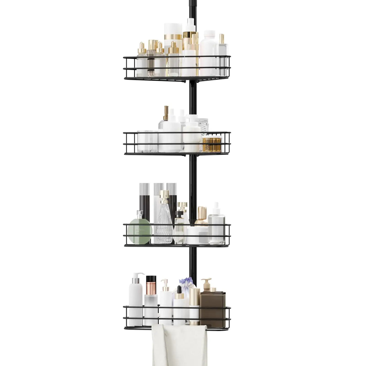 HiMISS Adjustable Tension Pole Bathroom Shelves With Towel Bars