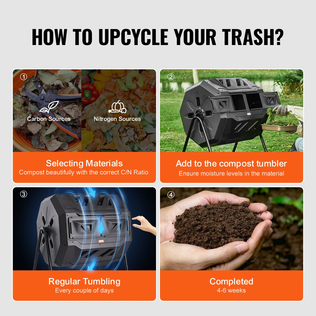 Succebuy Dual Chamber Compost Tumbler For Outdoor Gardening