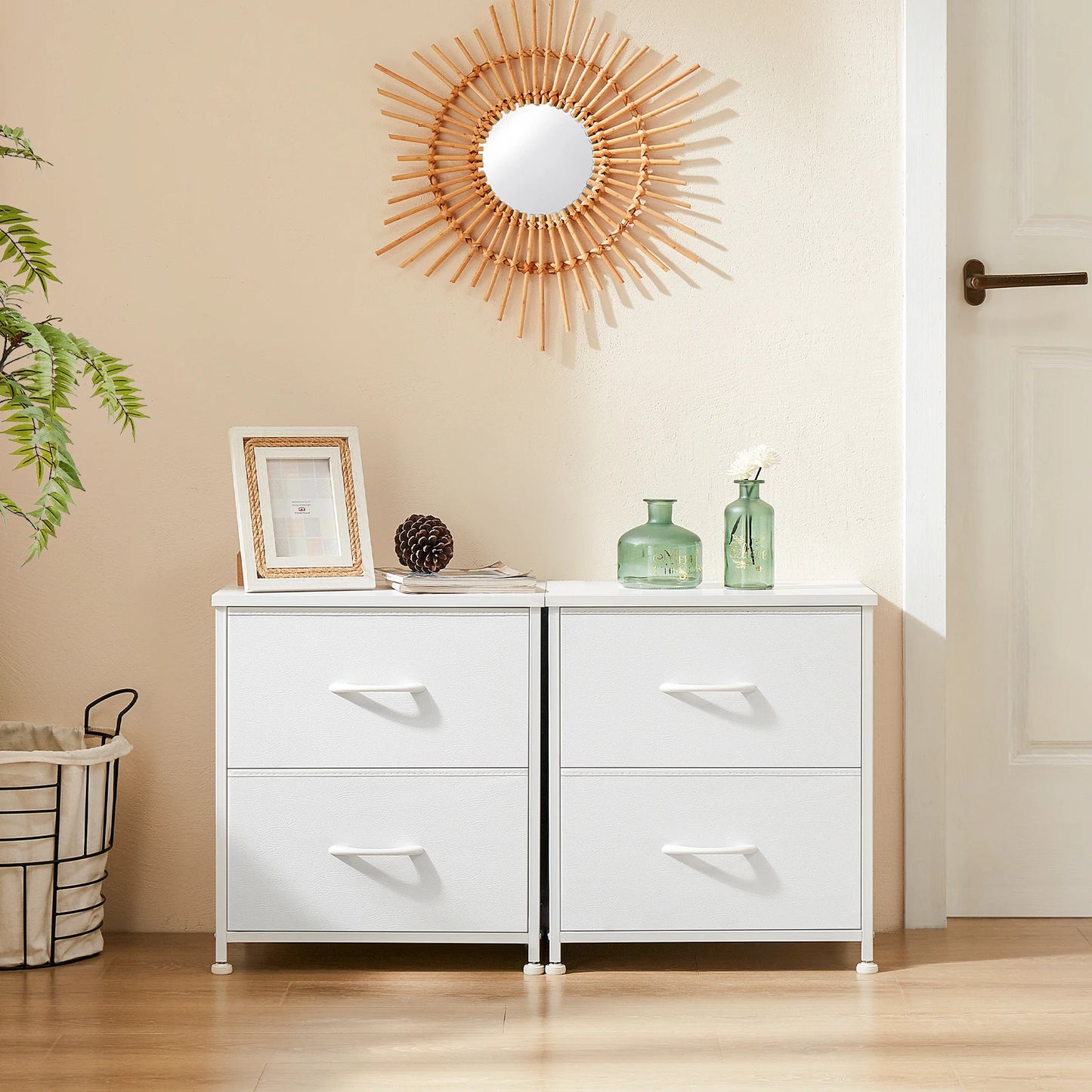 JHK Modern Nightstand With Storage Drawers Bedroom Furniture