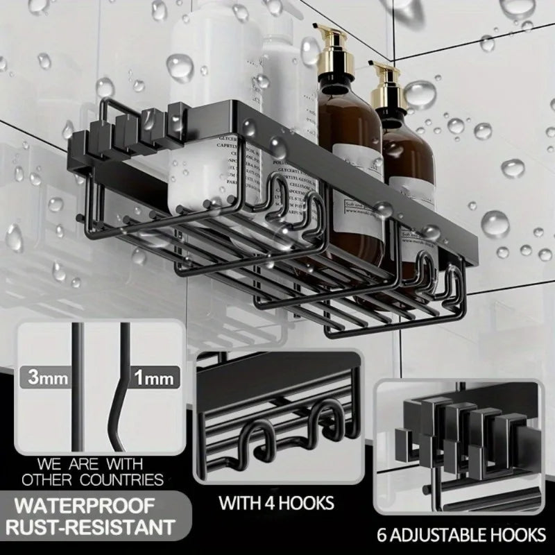 6 Pack Self Adhesive Shower Caddy Rack For Bathroom Organization