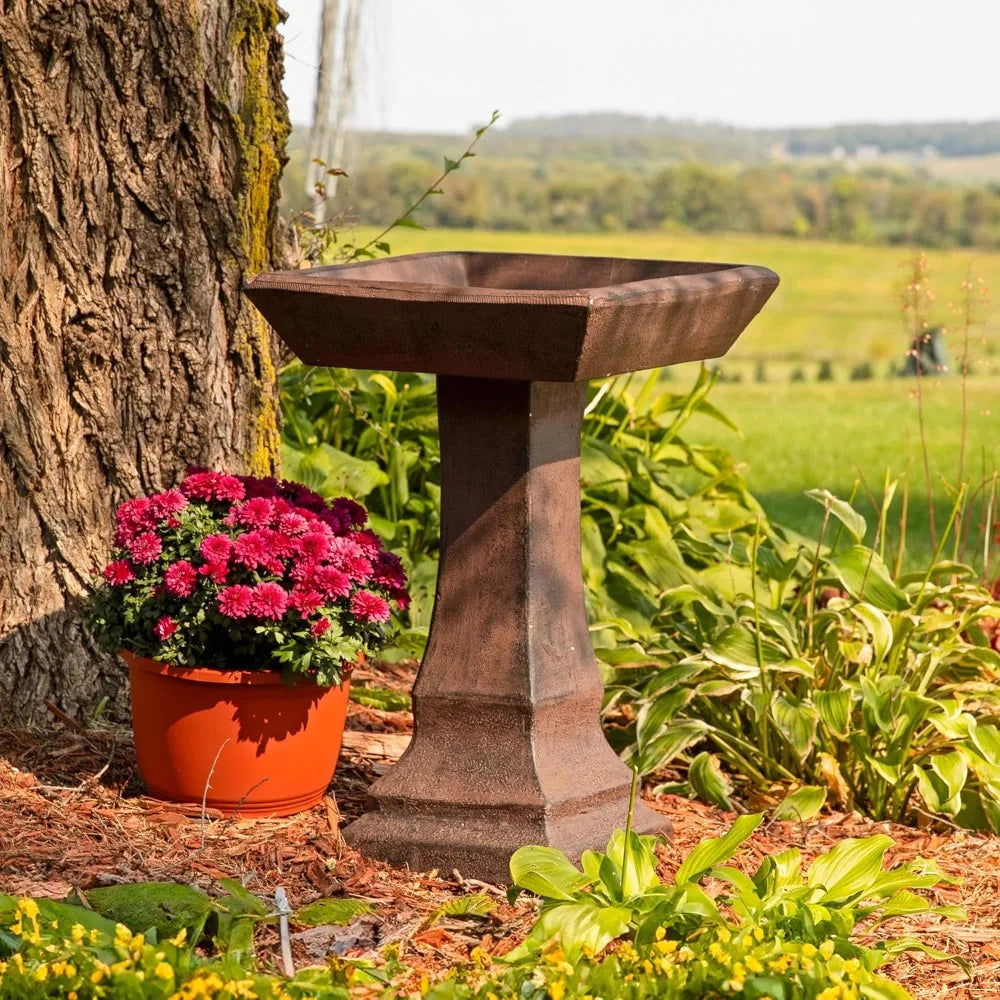 Concrete Bird Bath For Outdoors Square Garden With GFRC Construction