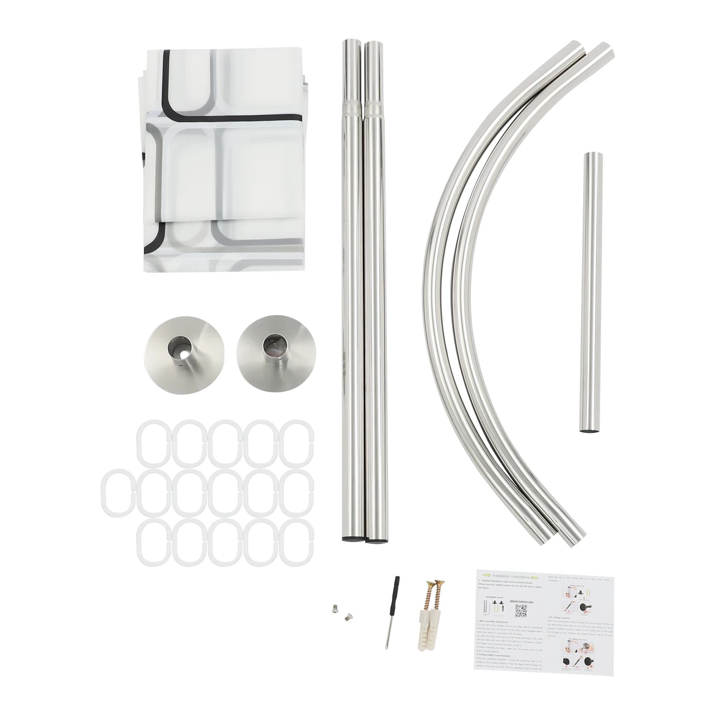 Stainless Steel Curved Adjustable Shower Curtain Bar For Bathrooms
