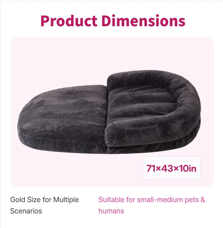 Dual-Use Foldable Pet Bed Cuddler For Owners And Pets