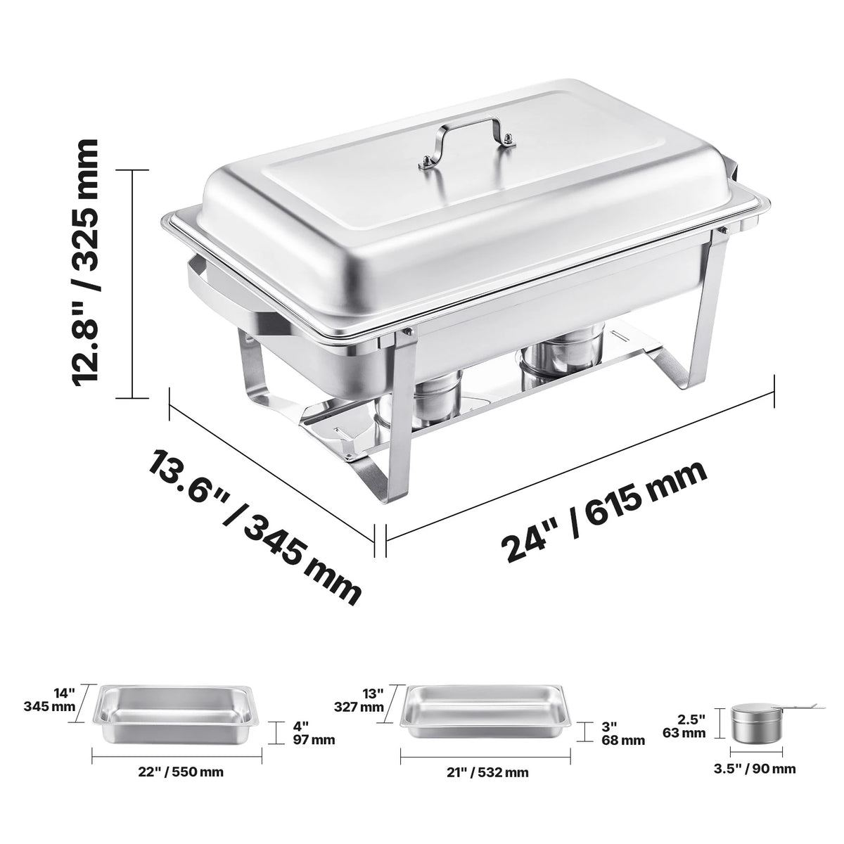 SucceBuy Stainless Steel Chafing Dish Buffet Set With Serving Pans
