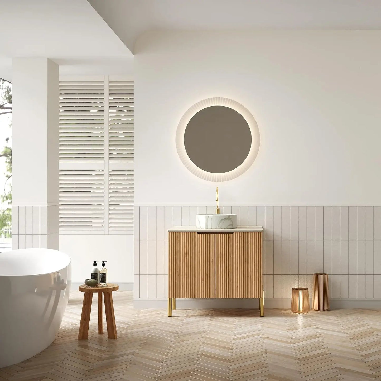 Bathroom Vanity With Ceramic Sink And Freestanding Cabinet