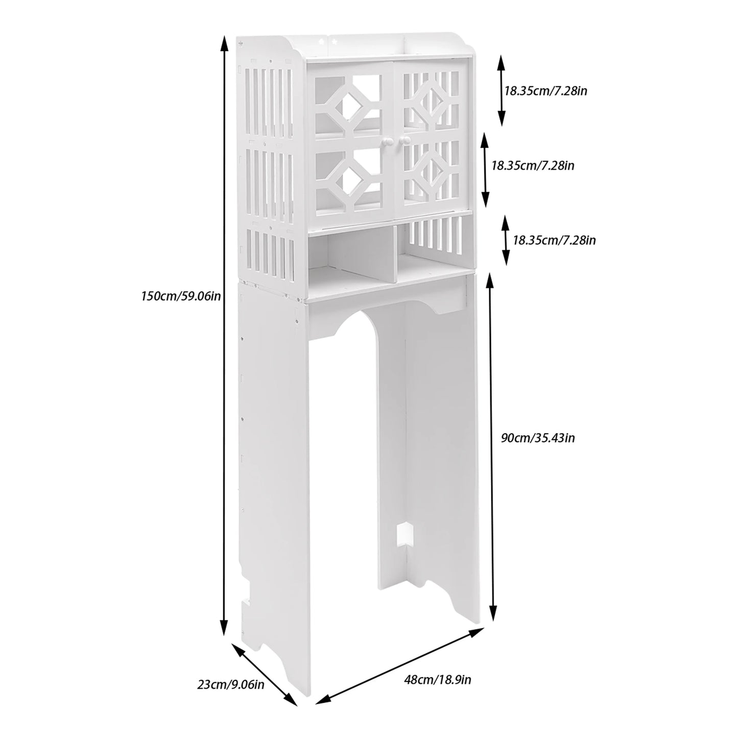 Over The Toilet Four Tier Bathroom Floor Cabinet Organizer