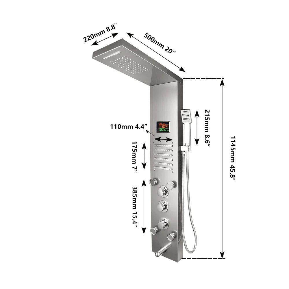 MEKKHALA Shower Panel System With LED Display And Body Jets