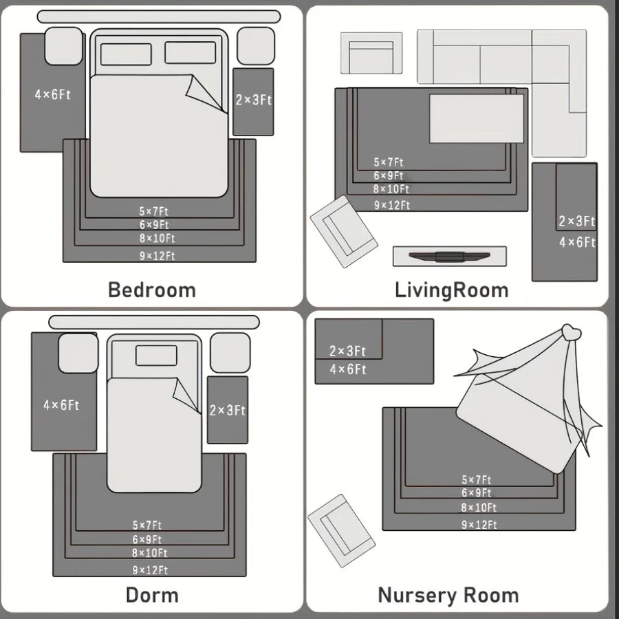 Plush Geometric Area Rug Polyester for Living Room and Bedroom