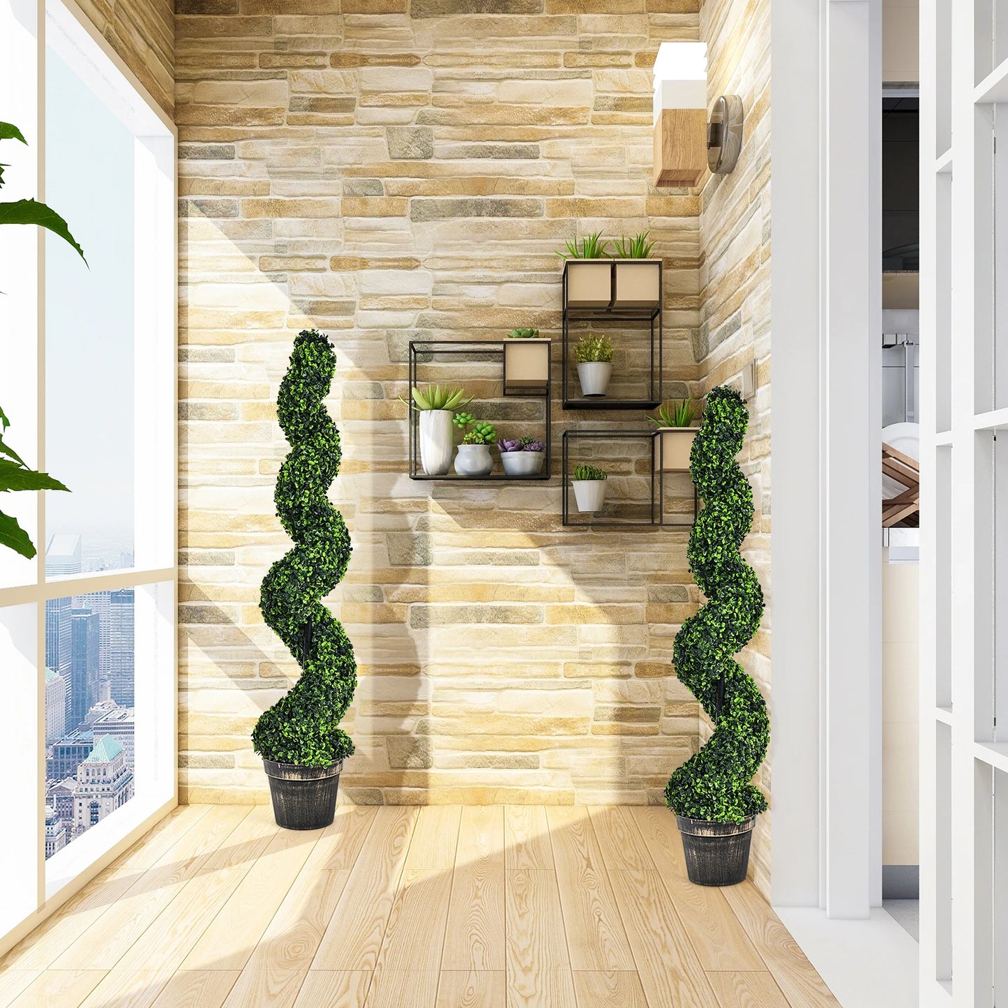 LIFEZEAL Artificial Spiral Boxwood Topiary Tree Indoor Outdoor Decor