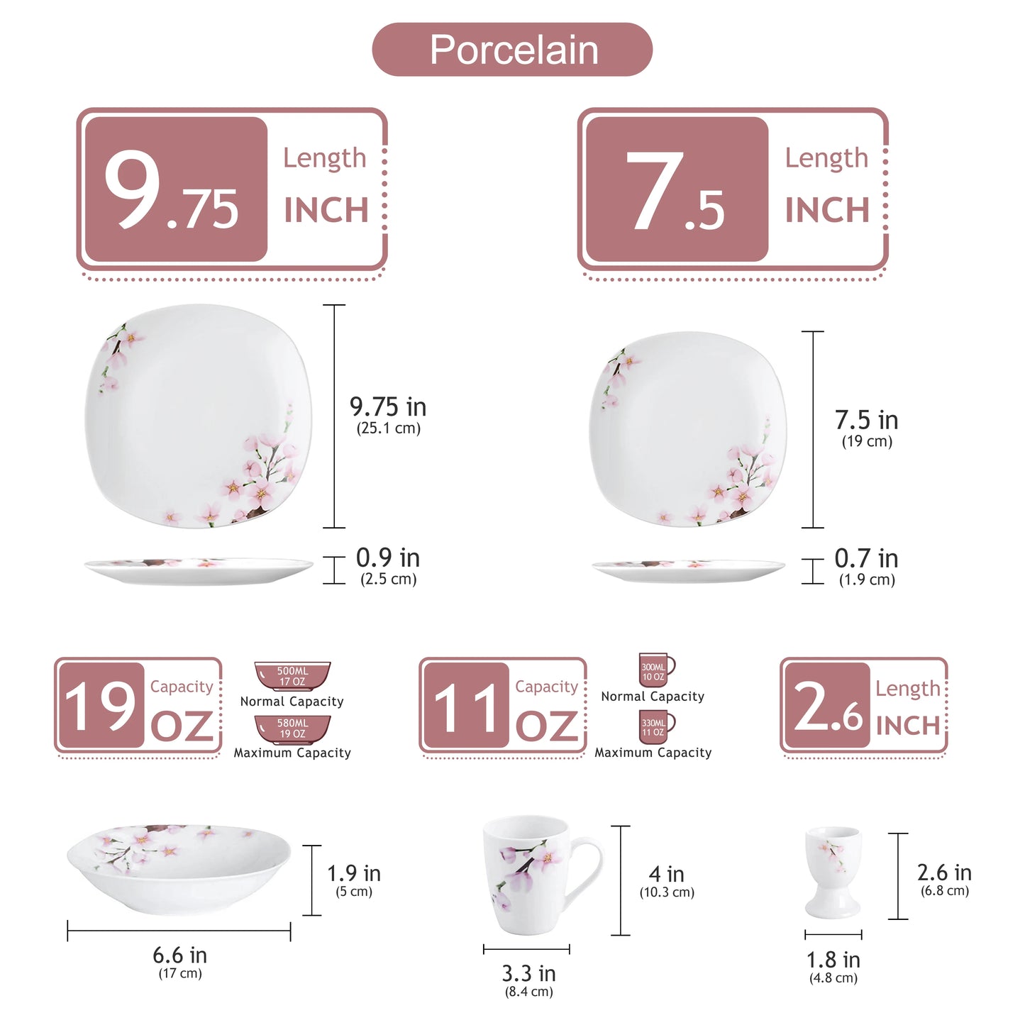 Malacasa 30 Piece Floral Porcelain Dinnerware Set Service For Six