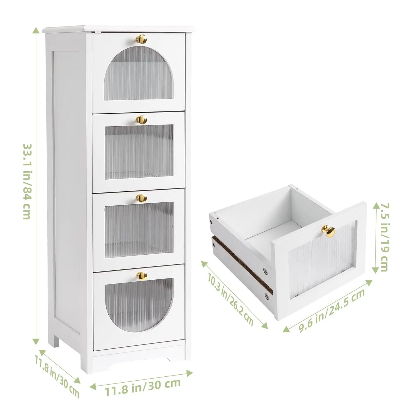 Studyset Freestanding Bathroom Floor Cabinet With 4 Drawers Storage