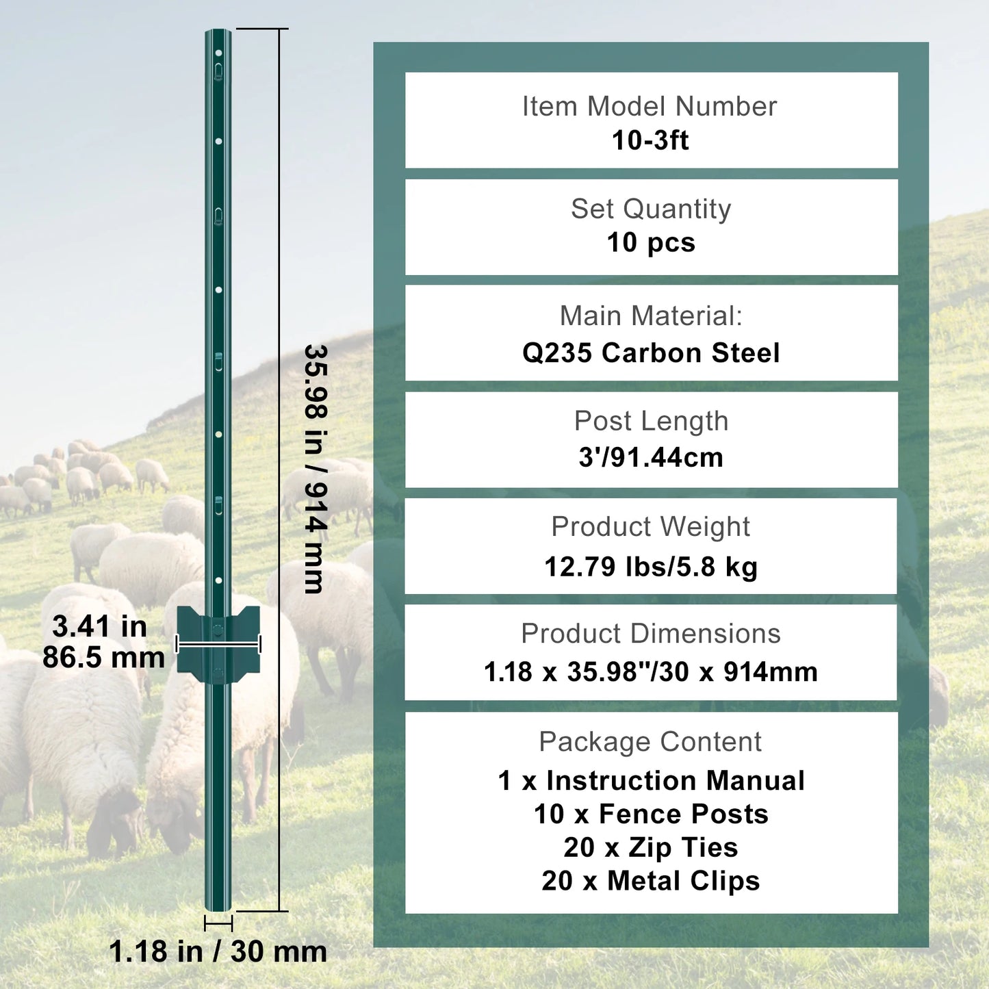 SucceBuy Fence Post TPost Heavy Duty Steel Stakes For Garden