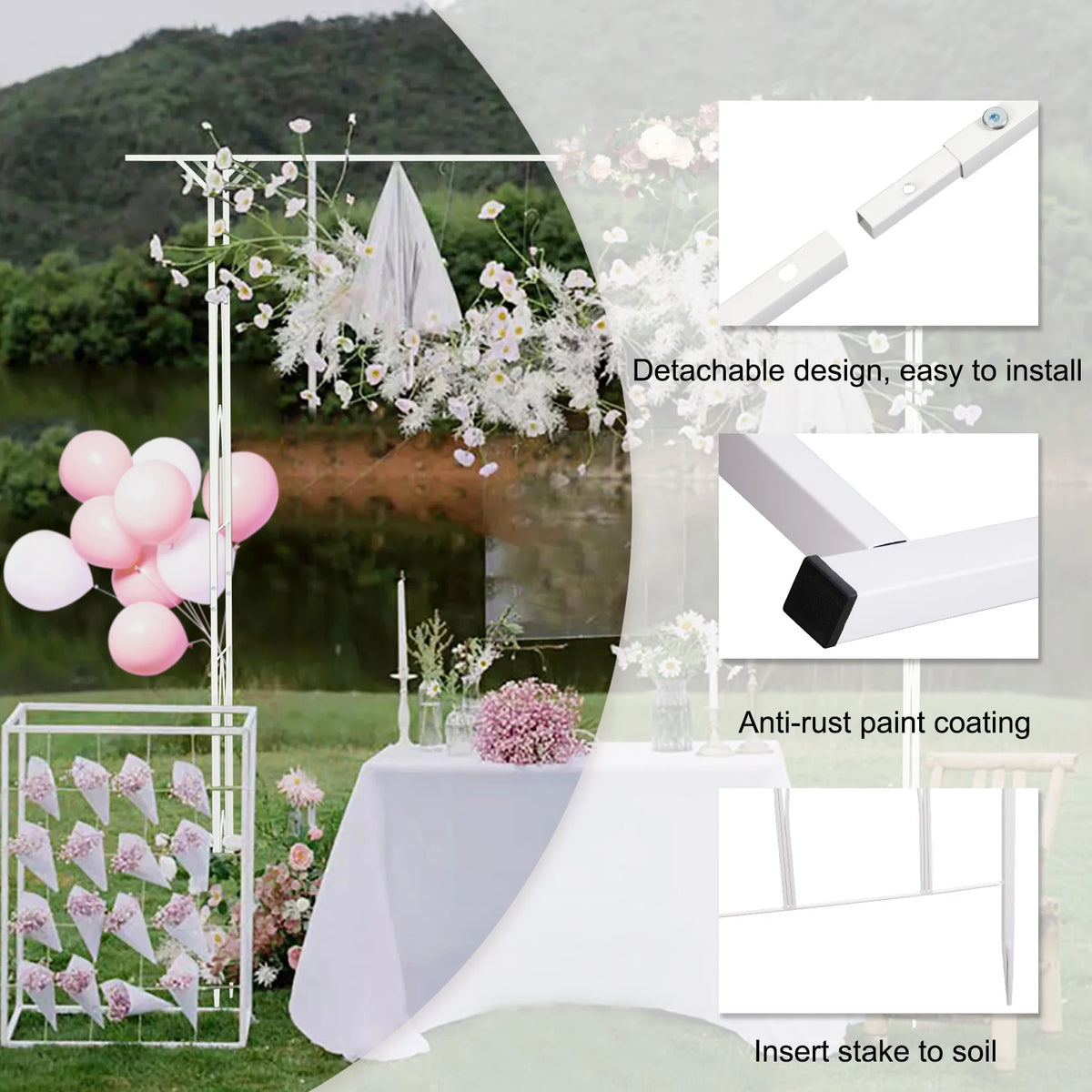 Heavy Duty Metal Garden Arch Arbor For Outdoor Wedding Decor