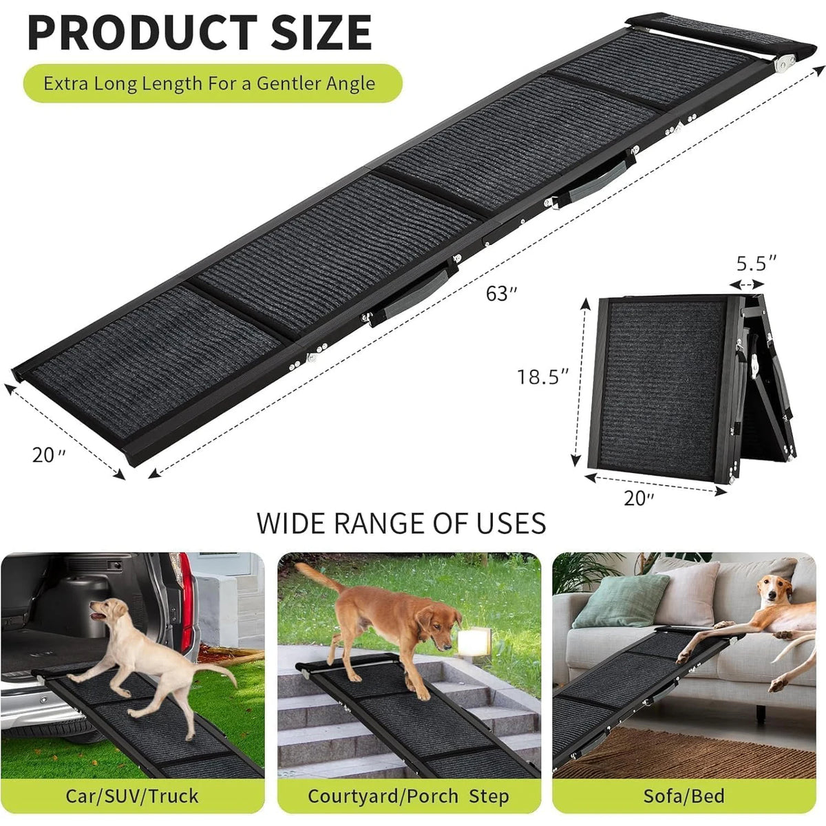HiMiss Upgraded Folding Pet Car Ramp With Non Slip Surface