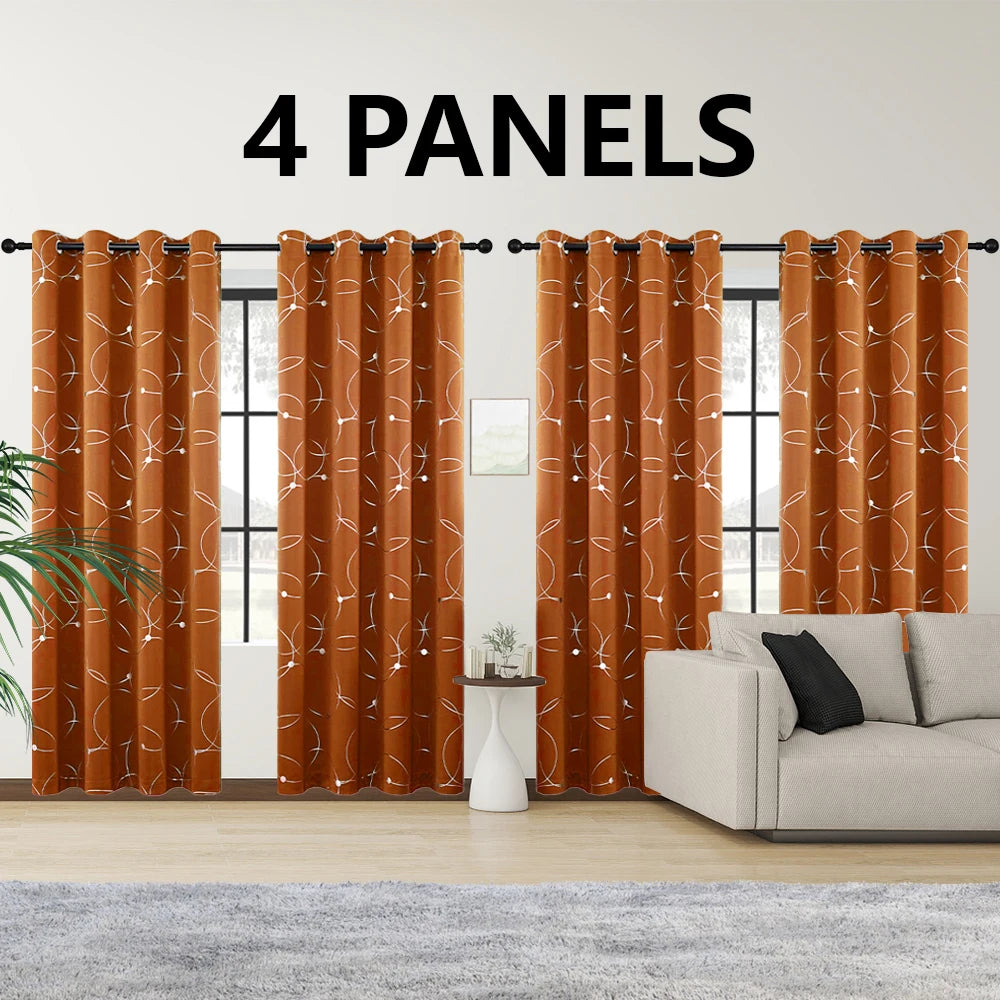 Blackout Curtain Set 4 Panels Thermal Insulated For Bedroom