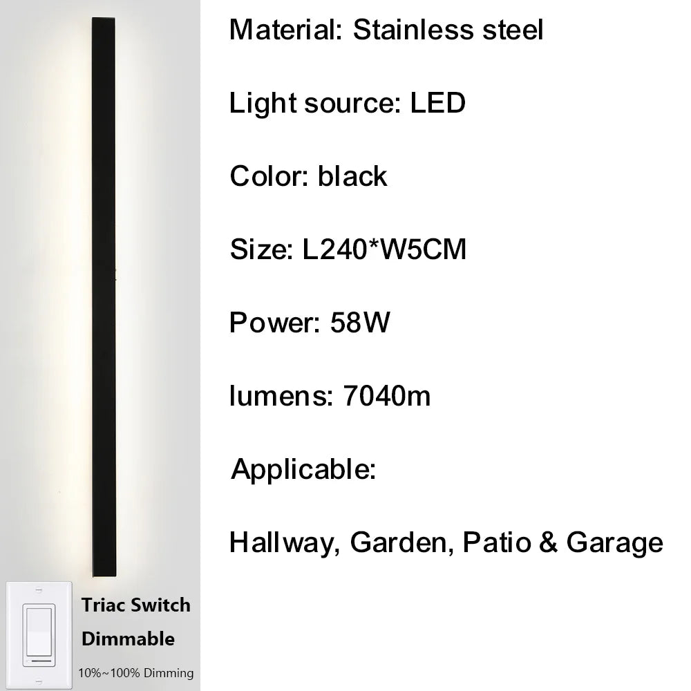 IISINUO Outdoor Porch Wall Light Dimmable Triac IP67 Stainless Steel