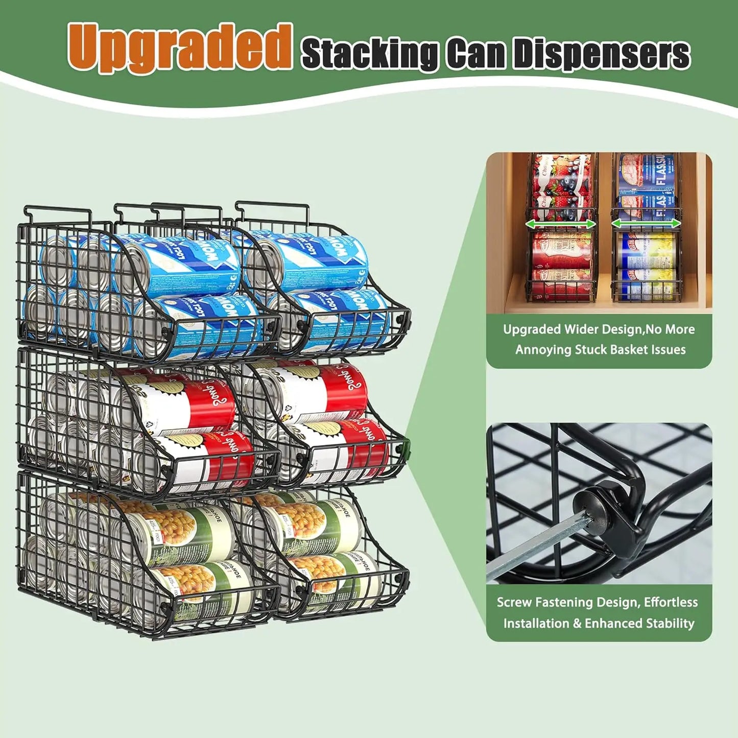Stackable Can Organizer Rack for Pantry and Fridge