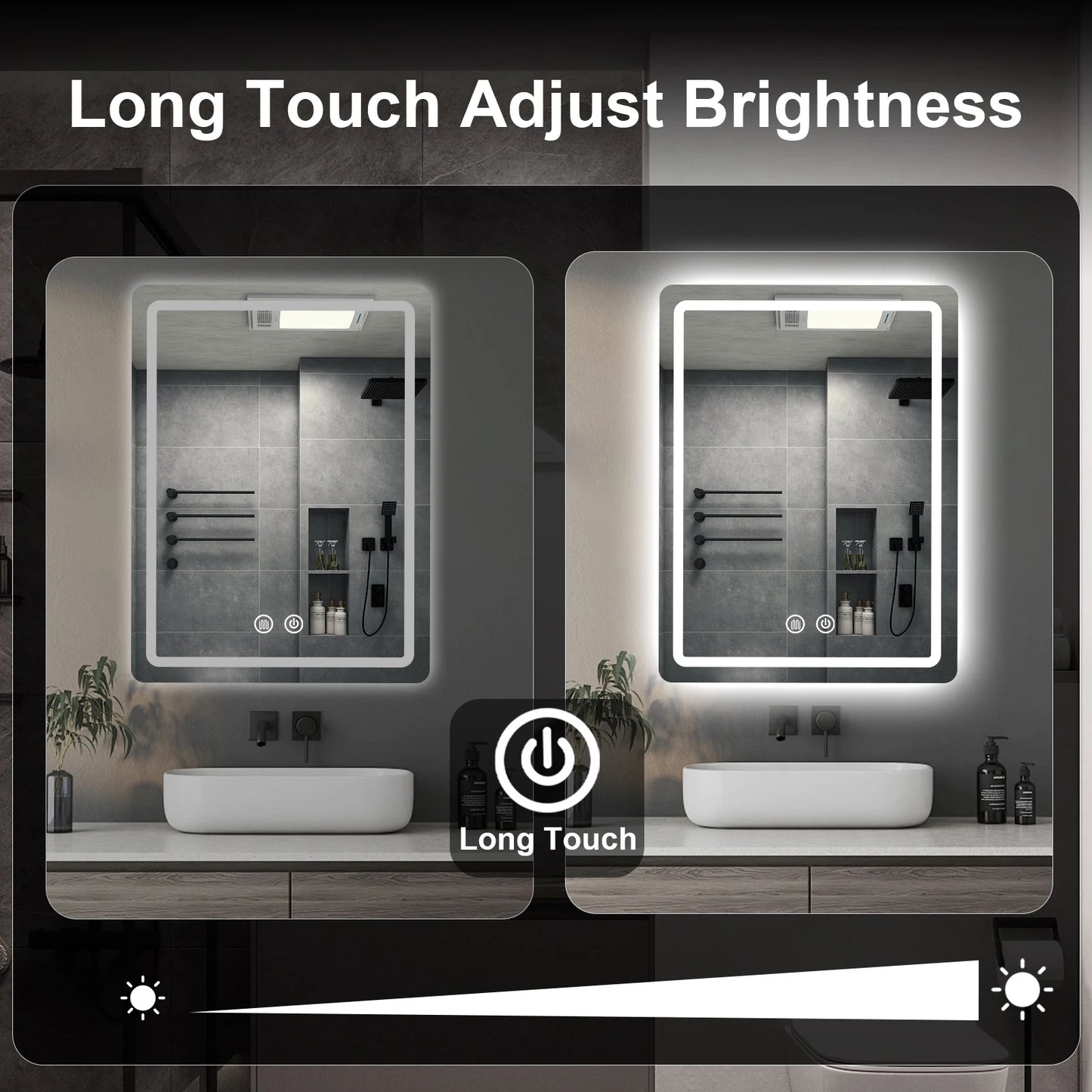 MYGIIVOVO LED Backlit Fogless Bathroom Mirror Vanity with Demister