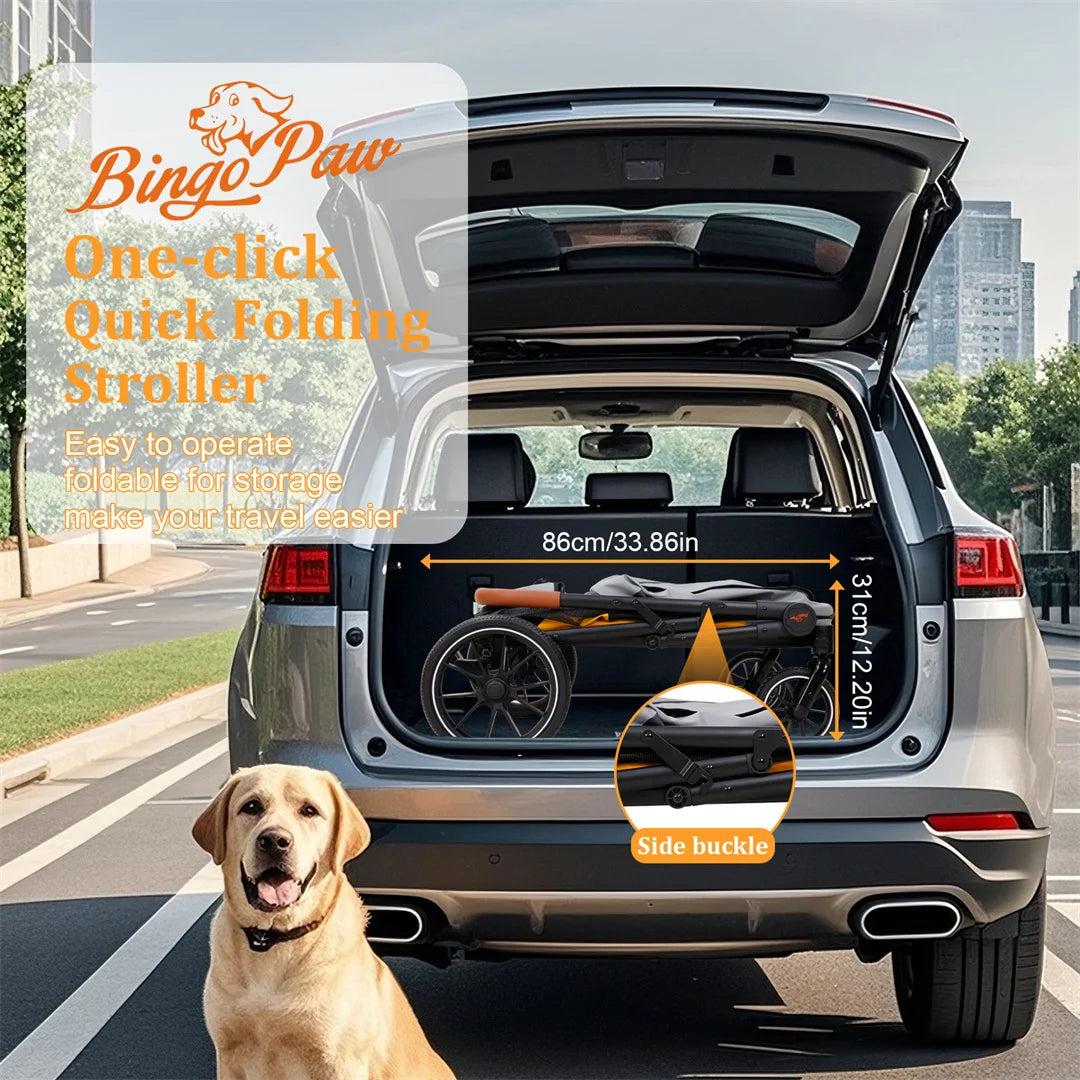 Portable Large Dog Stroller With One Click Folding Outdoor Use