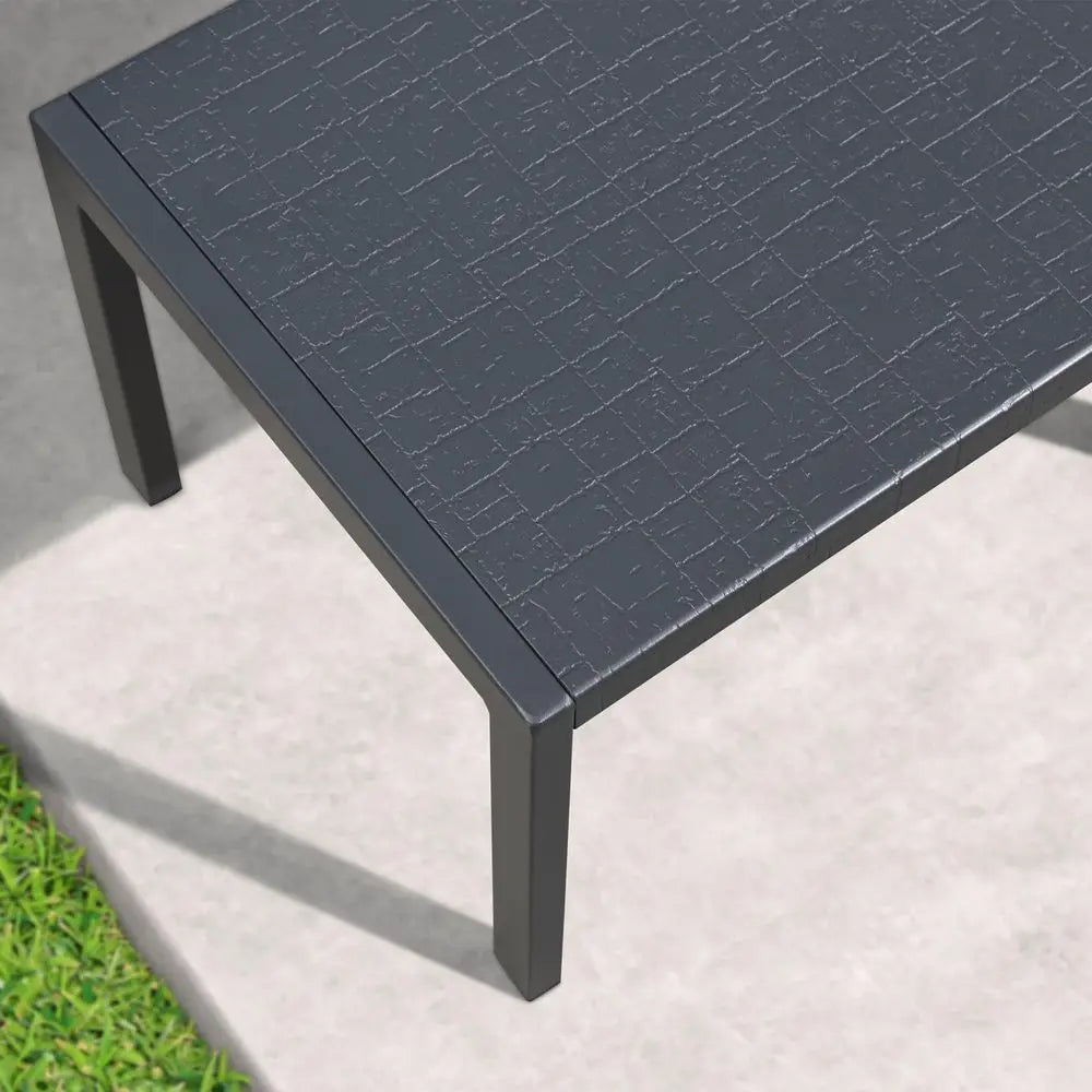 Outdoor Lounge Chairs Pair Resin Adjustable Backrest With Side Table