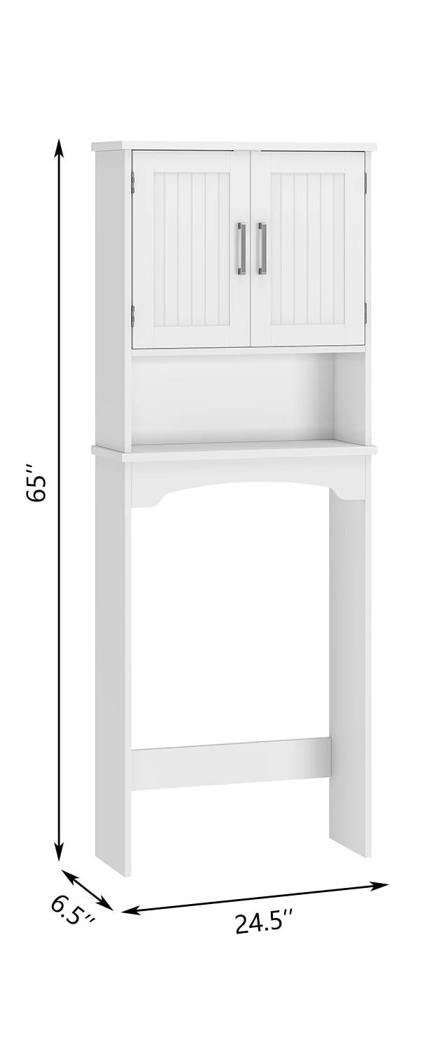 Himiss Over The Toilet Storage Cabinet With Double Doors And Open Shelf Organizer