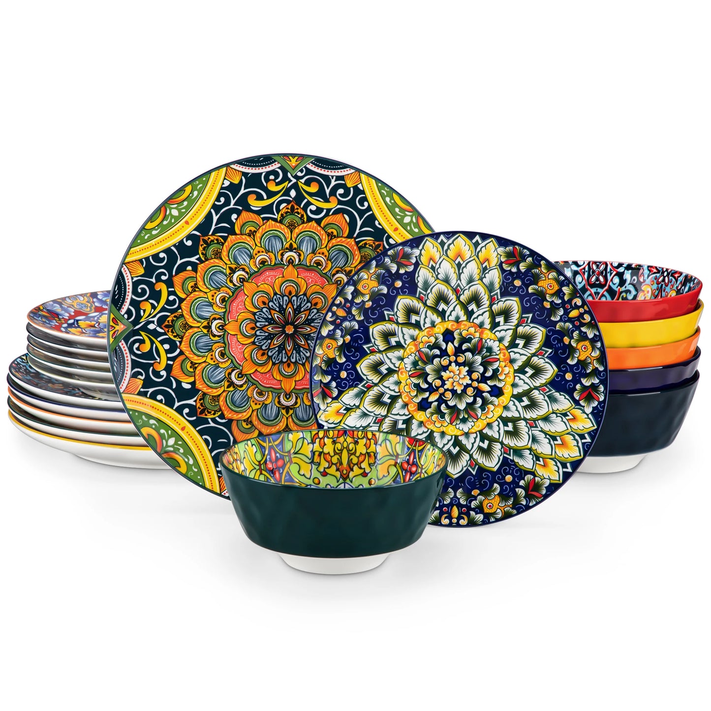 Malacasa Bohemian Ceramic Dinnerware Set For Six People