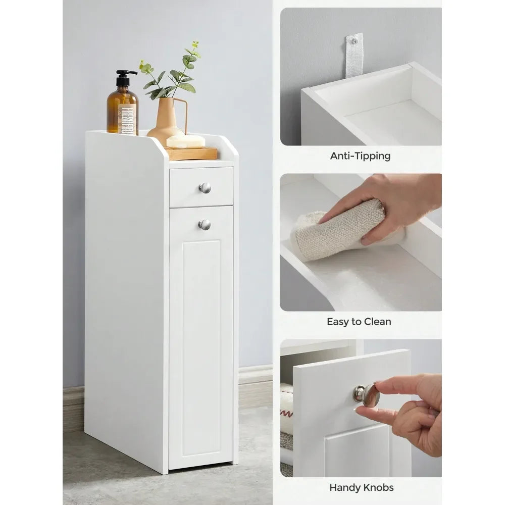 XMSJ Slim Bathroom Storage Cabinet With Toilet Paper Holder