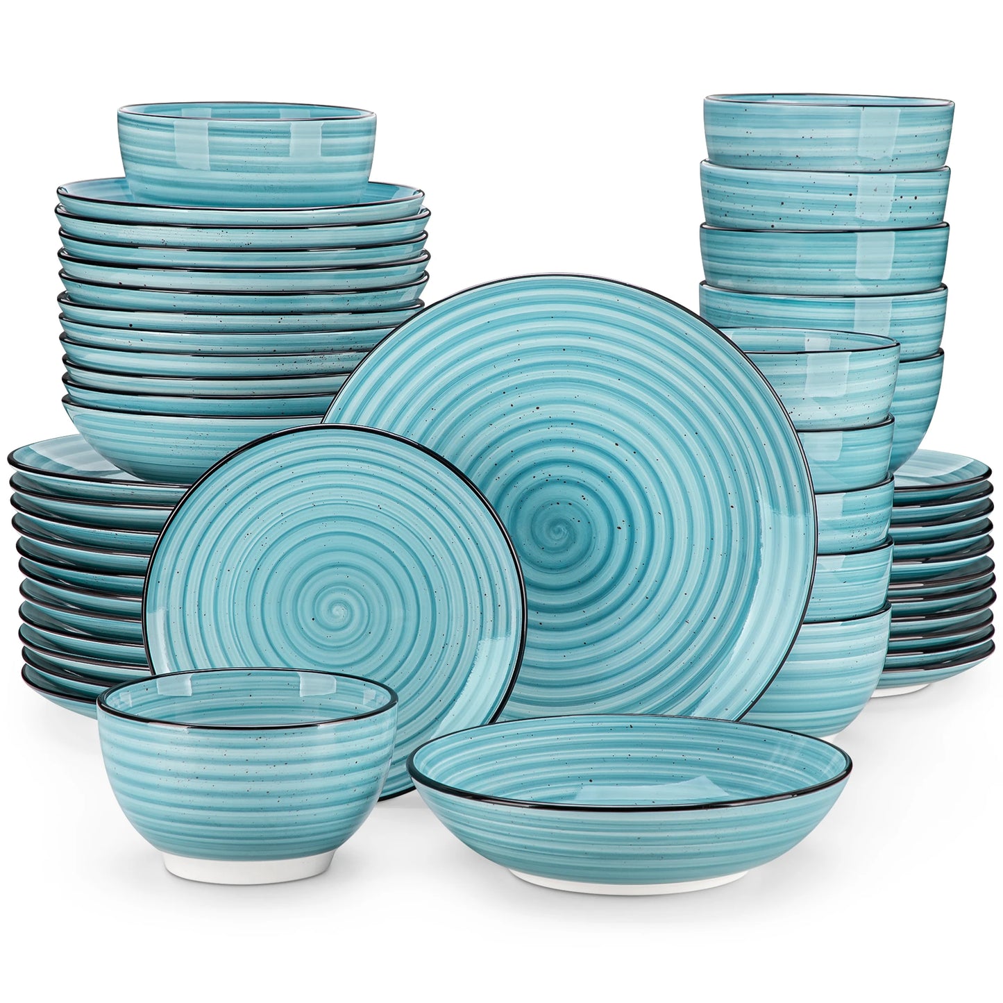 Malacasa Ceramic Dinner Set Handpainted Spiral Pattern Collection