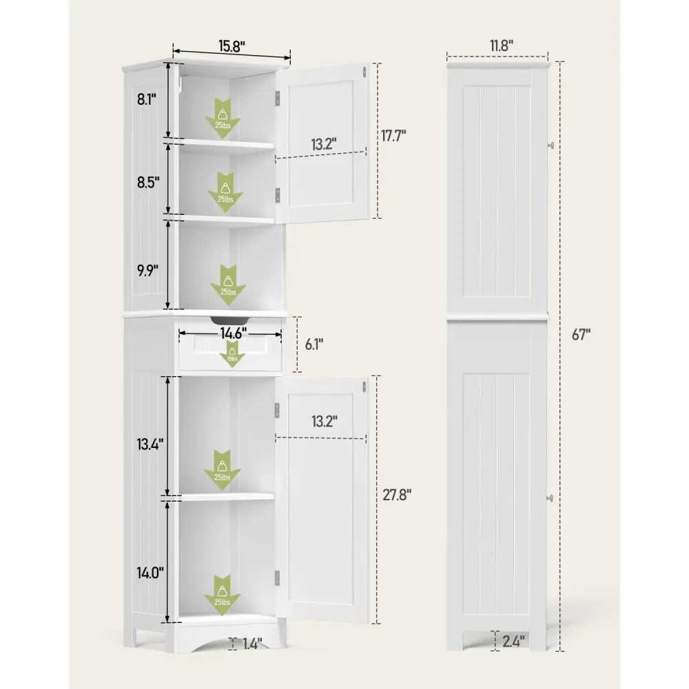 XMSJ Freestanding Bathroom Storage Cabinet Linen Tower
